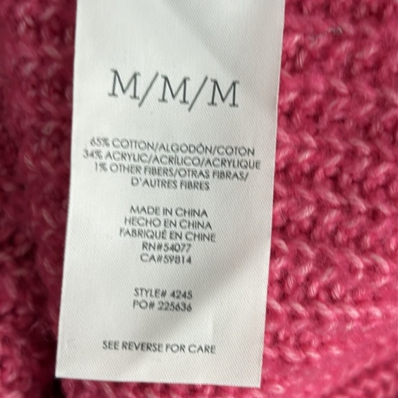 Cabi Elsa Cable Knit Crewneck Pullover Sweater in Pink - Size Medium - Picture 7 of 8